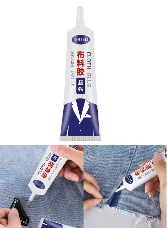 TERTELL Strong Fabric Adhesive Glue 50ML – Clear Drying Waterproof Permanent Sew Glue, Washable & Heat Resistant No-Sew Fabric Repair Glue for Clothes, Patches, Hemming, DIY Crafts, Suitable for All Fabrics - Image 1